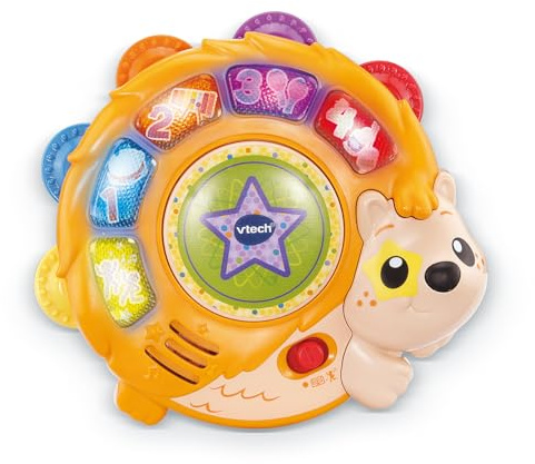 VTech - Super Tambourin Lumi Magique - Tambourin Instrument Musique Enfant - Hérisson Jouet Musical, Instruments de Musique - Cadeau Enfant Dès 1 an - Contenu en Français