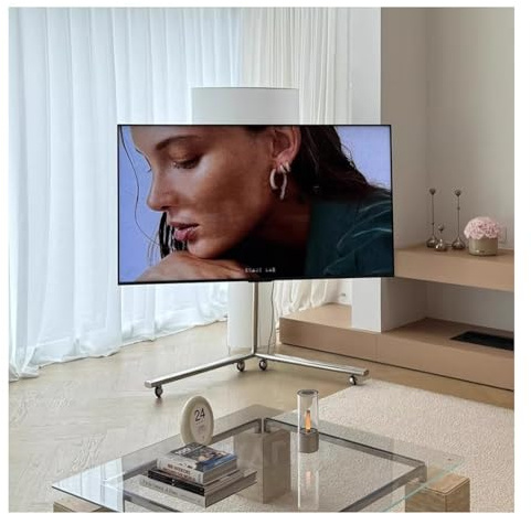 GRRICEPL Mobile TV Cart Easel Rolling TV Stand For 40 To 75 Inch Screens, Minimalist Stainless Steel Frame With 360° Wheels, Portable Floor TVs Stand(146x64.1x138 cm)