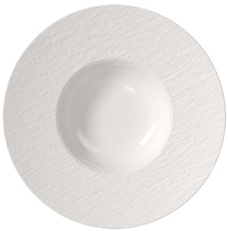 Villeroy & Boch – Manufacture Ice Pastateller, ca. 28 × 28 × 5 cm, Weiß mit matt-glänzender Eisoptik, spülmaschinenfest & mikrowellensicher, Teller für Pasta & Bowls, Premium Porzellan
