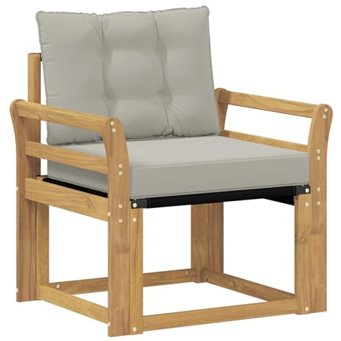 vidaXL Outdoor-Sofa Massives Akazienholz und Textilene Weiß, Balkon Garten Sofa, rechteckige Garten-Lounge Sitzgruppe, strapazierfähige Möbel für entspannte Terrassenstunden