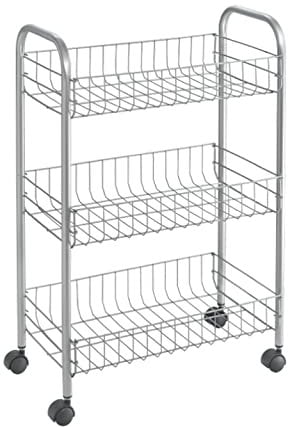 Metaltex Allzweckwagen 3-Etagen, Silber, Edelstahloptik 41 x 23 x 63 cm