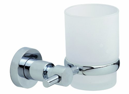 Nie Wieder Bohren Loxx Zahnbürstenhalter, verchromter Edelstahl, satiniertes Glas, inkl. Klebelösung, hält bis 6kg, 95mm x 130mm x 100mm