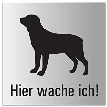 Schild Achtung Rottweiler Hundewarnschild Türschild Aluminium silber eloxiert 12x12 cm selbstklebend Nr.9027-E