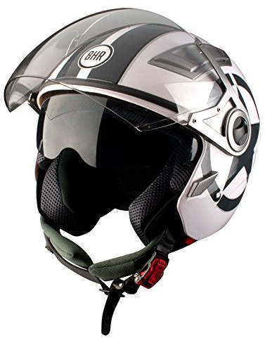 BHR 93280 Casco Doppia Visiera Modello Double 709, Star Bianco, S
