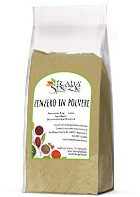 Zenzero in Polvere, 1 kg, Ginger Macinato di Primissima Qualità | Provalo in una Tisana allo zenzero e limone. Italia Spezie