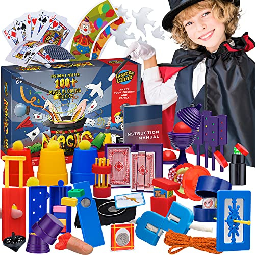 Mega Magic Kit für Kinder – Führen Sie 100 der spannendsten Tricks von heute aus – Zauberset mit Tutorialvideos für Kinder im Alter von 6–8, 8–10, 10–12 Jahren