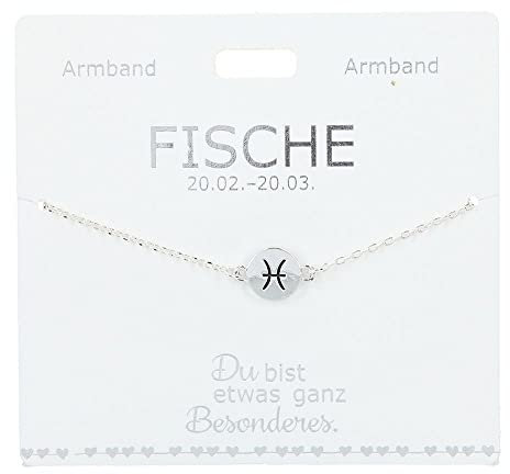 Depesche 4715-039 Armband für Damen mit dem Sternzeichen-Symbol Fische als Anhänger, versilbert, variabel in der Länge tragbar (15 - 20 cm), ideal als Geschenk für die Partnerin, (beste) Freundin