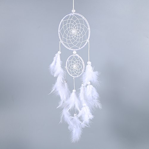 Indischer Traumfänger mit Naturfeder, Perle, Traumfänger, Wandbehang, Windspiel, Dekoration, zum Aufhängen, Fenster innen