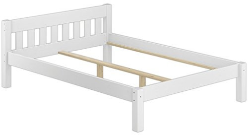 Erst-Holz®Doppelbett 140x200 Kiefer-Bettgestell Massivholz weiß Bettgestell ohne Rollrost 60.38-14 W oR