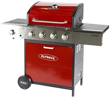 Outback Meteor 4 Burner Gas BBQ - Red