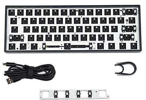 YMDK GH60 GK61 RGB Hot Swap Independent Driver Tyce-C ANSI Mechanical Keyboard DIY kit Plastic Case CNC Aluminum Case Plate PCB (Plastic Black GK61X Wired)
