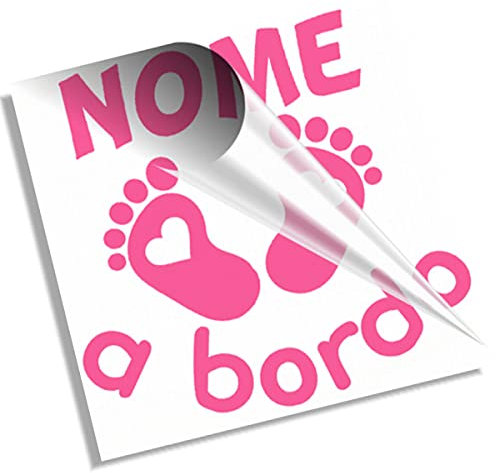 Stickeredo® Adesivo Auto Bimbo a Bordo Personalizzato con Nome – Sticker Bambino Auto, 3 Misure e tanti Colori – Vinile Resistente, Facile da Applicare, Made in Italy