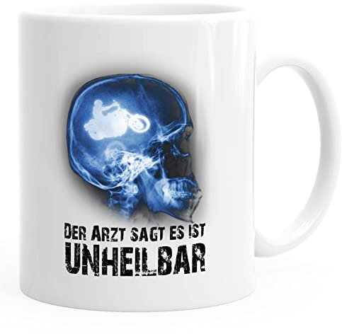 Kaffee-Tasse Xray Der Arzt sagt es ist unheilbar Hobby Schädel Röntgenbild Biker Motorrad Chopper Motorradfahrer Geschenk-Tasse Moonworks® weiß unisize