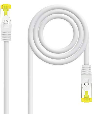 NANOCABLE 10.20.1900-W - Cable de Red Ethernet RJ45 LSZH Cat.6A SFTP, AWG26, 100% Cobre, Libre de alogenos, Blanco, latiguillo de 0.5 m