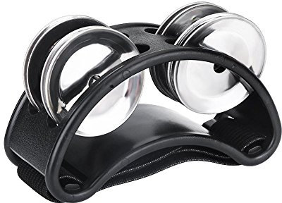 Bnineteenteam Fuß Tamburin Percussion Musikinstrument Metall für Jingle Bell Zubehör, Foot Tambourine(Schwarz) Tamburin Musikinstrument