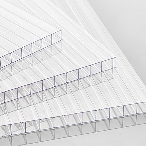 DKIEI 4mm Polycarbonate Roofing Sheet 14pcs(61 x 122cm) Double Side UV Protection Light Transmissions for Greenhouse Canopy Carport Stadiums and Bus Shelters Clear