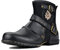 OSSTONE Chukka Stivali Cowboy Biker in Pelle Scivolare su Punta Quadrata Lunghezza di Vitello Tacco Western Uomo Stivali Invernali Piatto Caviglia Stivaletti Botas Boots 5008-1-IT Nero 13