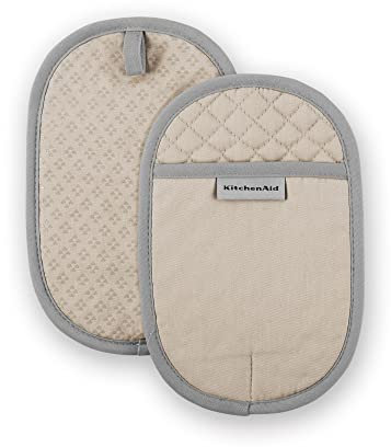 KitchenAid Asteroid Pot Holder 2-Pack Set, Milkshake Tan, 6.5x10