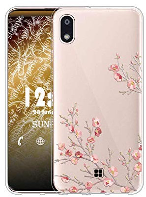 Sunrive Kompatibel mit LG K20 Hülle Silikon, Transparent Handyhülle Schutzhülle Etui Case (TPU Blume)+Gratis Universal Eingabestift MEHRWEG