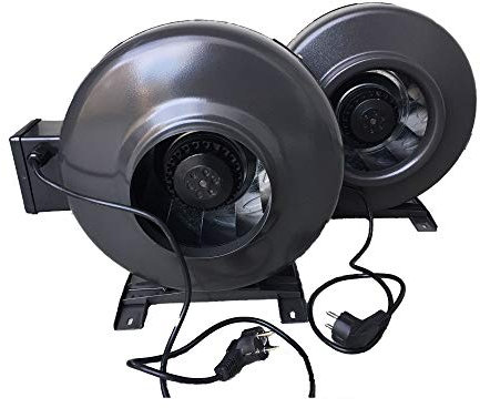 Schahba Rohrventilator mit Standfuß & Kabel - Metall-Lüfter für Abluftsysteme, 620 m³/h Luftstrom, 110W Leistung, IP44 Schutz, leise & robust - (150 mm)