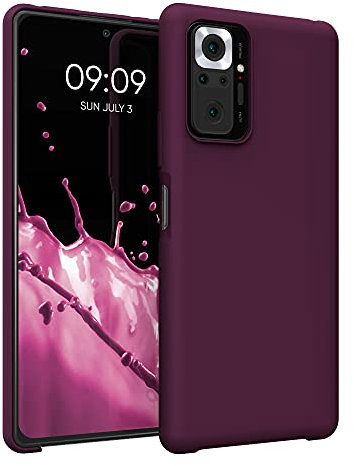 kwmobile Hülle kompatibel mit Xiaomi Redmi Note 10 Pro Hülle - Silikon Handy Case - Handyhülle weiche Oberfläche - kabelloses Laden - Bordeaux Violett
