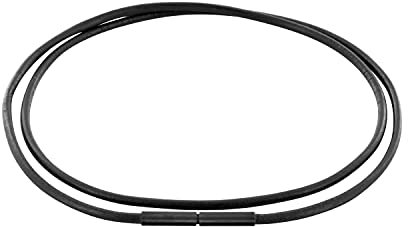 Auroris Echtleder Kette schwarz Dicke 2mm mit Tunnel-Drehverschluss aus matt-schwarzem Edelstahl Länge 40 cm