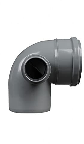 110mm Soil Pipe Elbow Bend 90° Socket, 50 mm Left Side Inlet, Waste Grey Spigot PVC Fitting