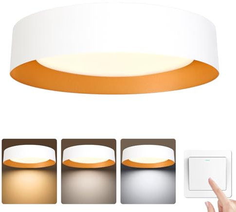 Bargeni LED Deckenlampe,20W DimmbalDeckenleuchte,MattweiB mit Gold innenDeckenleuchten,Modern Wohnzimmer Schlafzimmer Kinderzimmer Flur Deckenbeleuchtung(Ø32cm)