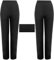 2 Pack Womens Straight Leg Trousers Finely Soft Ribbed Stretch Pull On Ladies Pants Casual Full Elasticated Waist Bottoms (Black 10/31)
