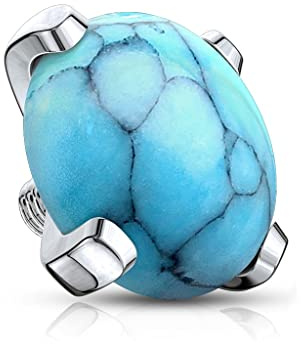 Paula & Fritz® Aufsatz-Dermal Anchor Lila Schwarz Grün Regenbogen Türkis Weiß 316L Chirurgenstahl viele Größen und Stärken Haut-Anker Skin Diver Kugel