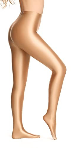 SOFSOT blickdichte glänzende Strumpfhose in Übergröße, Wet-Look, Fuß, glänzende Strumpfhose, Pilates-Yogahose, hohe Taille