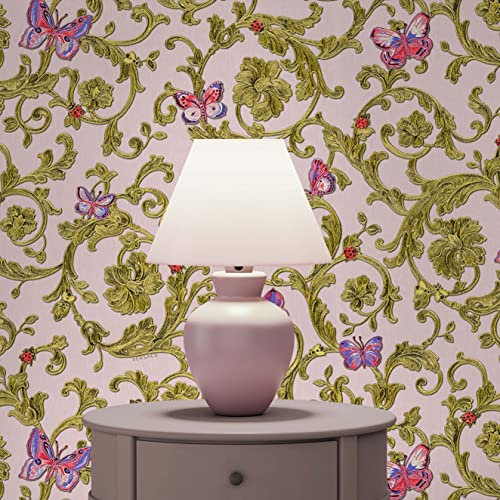 TADESSI WTD M1-No.85 Papier peint non-tissé style baroque pour salon, chambre à coucher, cuisine Rose