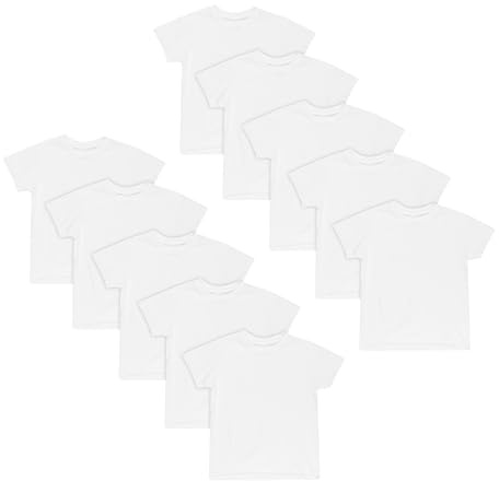 Hanes Boys Undershirt, Ecosmart Short Sleeve Crew Shirts, Multiple Packs Available Base Layer Top, Assorted, Small US, (Pack of 10)