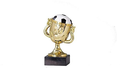 eberin · Fussball Kinder-Pokal, Fußballtrophäe Funny-Cup, Gold, mit Wunschtext, Größe 12 cm