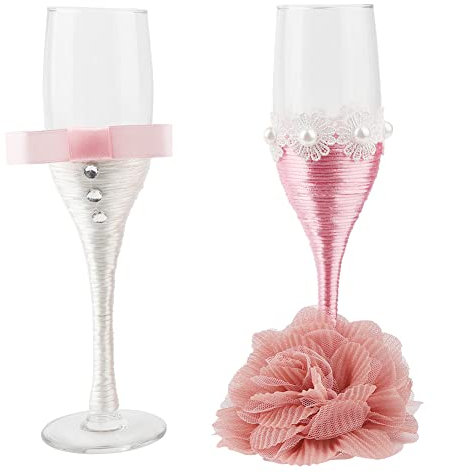 Ensemble de flûtes à champagne, tasse à champagne de mariage occidental Ensemble de 2 coupes à vin pour les mariés, anniversaire de mariage, fête