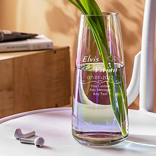 Personalised Vase for Flowers Engraved Vases Flower Vase Glass Vases Gifts for Grandma Women Gift for 60th 70th 80th Birthday Wedding Anniversary Christmas(Design 3)