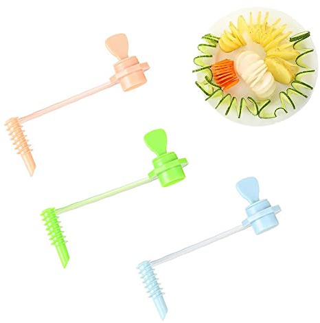 TorSor 3 Pack Twisted Potato Slicer Tornado Fry Rolling Spiral Cutter Knife Tower Chips Manual Maker for Snack Vegetables Fruit Kitchen Tool Creativity Cucumber Carrot Radish Flower Plattern