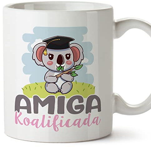 MUGFFINS Tazas para AMIGA - En Español - Koalificado/koalificada - 11 oz / 330 ml - Regalo original y divertido