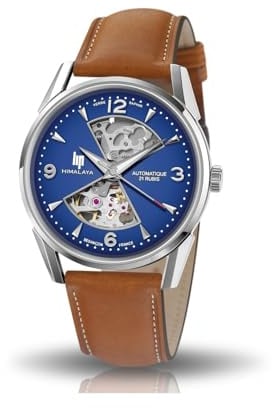 Lip Herren-Armbanduhr, analog, automatisch, mit Lederarmband, 671575, blau, Riemen