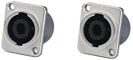 CCeCCe 2 Pack Speak Jack Twist Lock with Metal Plate Speaker Connector Female Socket Panel Chasis Mount 4 Pole Square Terminal for Neutrik Speakon Cables NL4MP NL4MPR NL4FC NL4FX NLT4X NL4 NL2FC