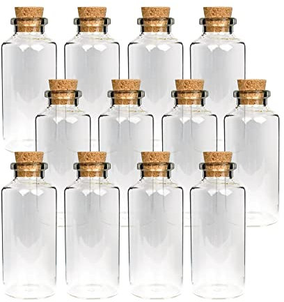 Bestlivings Mini Glasflaschen mit Korken 50ml (12er Pack) - Kleine Glasfläschchen zum Befüllen - Reagenzglas Glas für Hochzeit - Mini Gläser Gastgeschenke