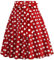 Damen 1950er Jahre Vintage Rock A Linie Faltenrock Hohe Taille Midirock Blumendruck Tellerrock Polka Dot Rockabilly Swing Rock mit G?rtel Knielang Partyrock Rot S