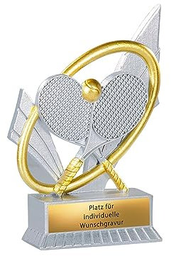 eberin · XS Tennis Pokal · Tennisspieler*innen Trophäe · Tenniscamp Award · Tennis Kids/Teens Preis · Tennisschläger Gold · Pokal mit Wunschtext · Größe 12 cm