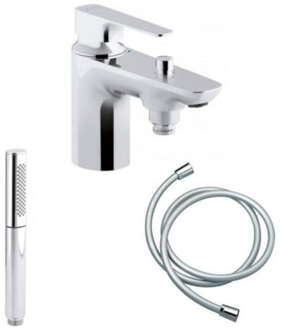 Mitigeur baignoire monotrou JACOB DELAFON Aleo+ + douchette 2 jets Shift Ellipse + flexible 1,6m chromé