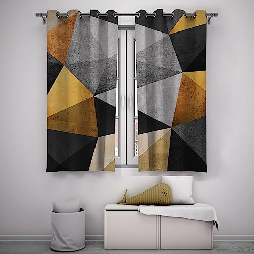 LANDOCROWN Motif Triangle géométrique Rideaux occultants Œillet Polyester Rideau Isolé Thermique Gris Moderne Nordique Rideaux de fenêtre 229 x 229 cm