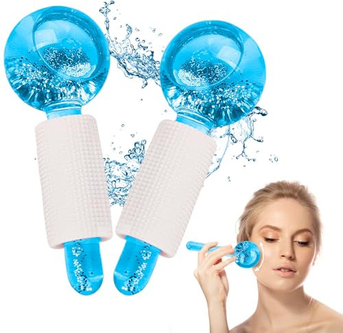 2 PCS Facial Ice Globes für Gesicht,Kühlkugeln Set für Augen & Nacken,Facial Roller für Straffen die Haut Reduzieren Schwellungen Augenringe Verbessern die Durchblutung (Blau)
