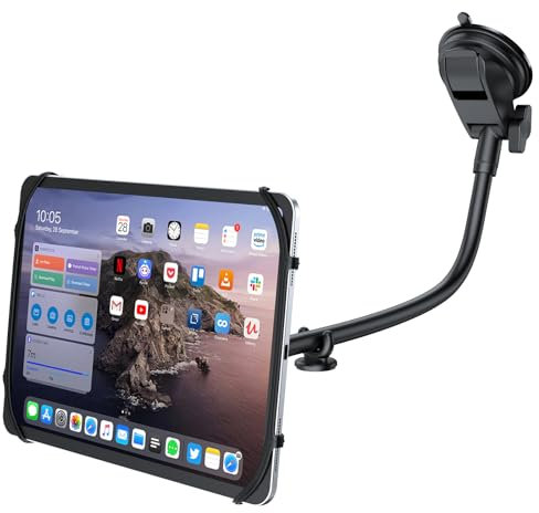 Arozxin Support pour Tablette en col de Cygne pour Voiture, Support à Ventouse de 15,17 pour Pare-Brise, Support pour iPad pour Tableau de Bord, Convient à Toutes Les tablettes de 7 à 12,9 Pouces.