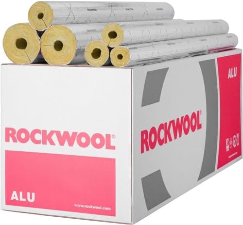 Steinwolle Rohrisolierung Rockwool alukaschiert Rohrschale WLG 0,035 verschiedene Größen (60x60mm/4m)