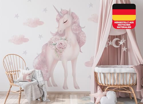 Osomhome Wandtattoo Kinderzimmer Mädchen & Junge: Einhorn (220x180cm) | Kinderzimmer & Babyzimmer Deko | Wandsticker & Wanddeko Kinderzimmer | Wandaufkleber Kinderzimmer Wall Stickers os2065
