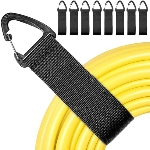 Organizer e ganci per cavi di prolunga (confezione da 8), cinghie flessibili in velcro con fibbia triangolare per riporre cavi, tubi, fili, corde e accessori per attrezzi in garage, camper, officina